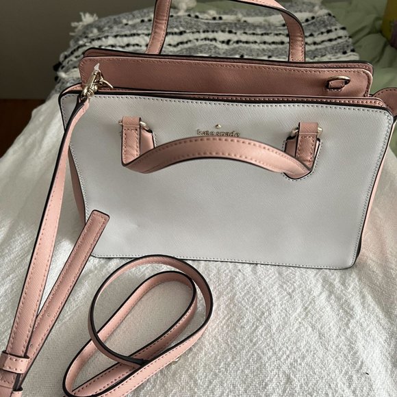 White/Blush Pink Kate Spade Medium Sized Bag - Picture 3 of 5